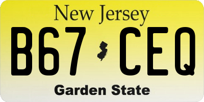 NJ license plate B67CEQ