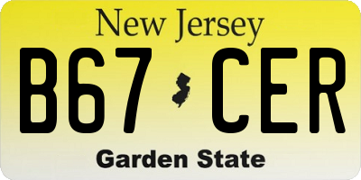 NJ license plate B67CER