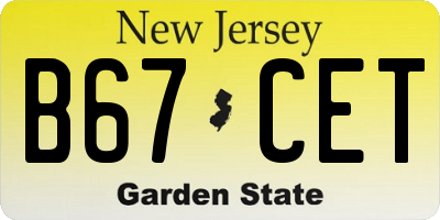 NJ license plate B67CET