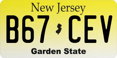 NJ license plate B67CEV