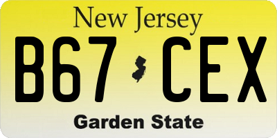 NJ license plate B67CEX