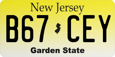 NJ license plate B67CEY