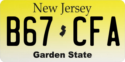 NJ license plate B67CFA