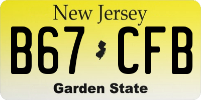NJ license plate B67CFB