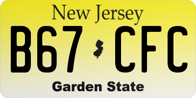 NJ license plate B67CFC