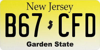 NJ license plate B67CFD