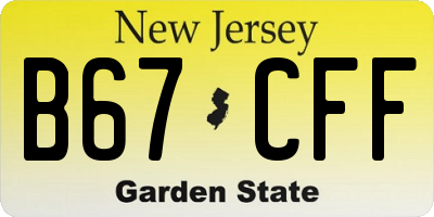 NJ license plate B67CFF