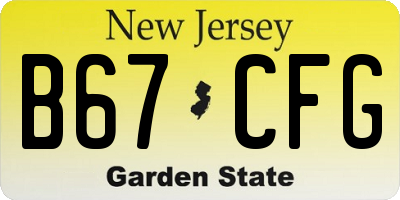 NJ license plate B67CFG