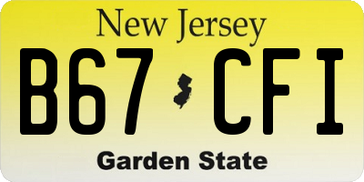 NJ license plate B67CFI