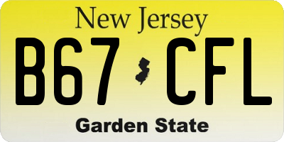 NJ license plate B67CFL