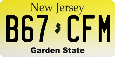 NJ license plate B67CFM