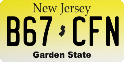 NJ license plate B67CFN
