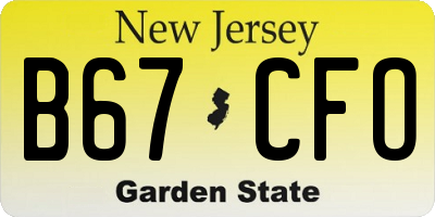 NJ license plate B67CFO