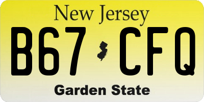 NJ license plate B67CFQ