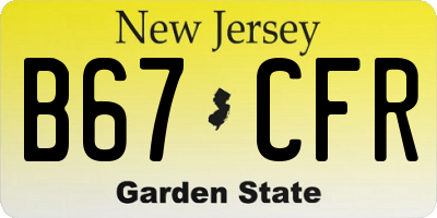 NJ license plate B67CFR