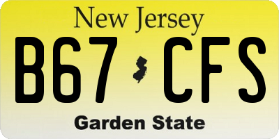 NJ license plate B67CFS