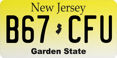 NJ license plate B67CFU