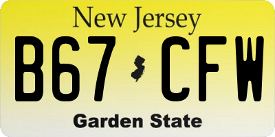 NJ license plate B67CFW