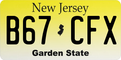 NJ license plate B67CFX