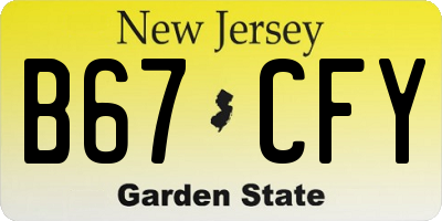 NJ license plate B67CFY