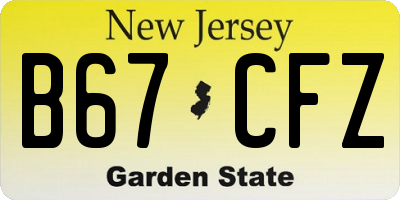 NJ license plate B67CFZ
