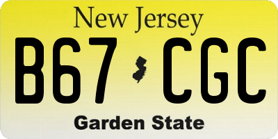 NJ license plate B67CGC