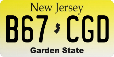 NJ license plate B67CGD