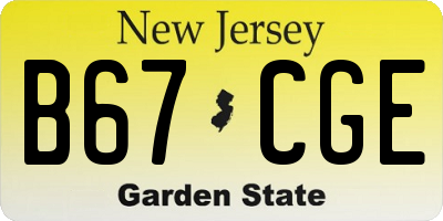 NJ license plate B67CGE