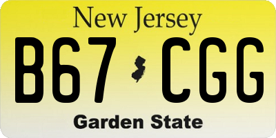 NJ license plate B67CGG