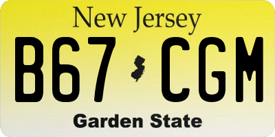 NJ license plate B67CGM