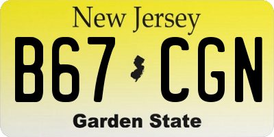 NJ license plate B67CGN