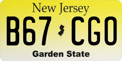 NJ license plate B67CGO