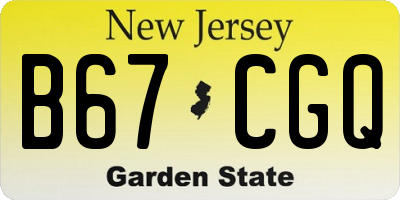 NJ license plate B67CGQ