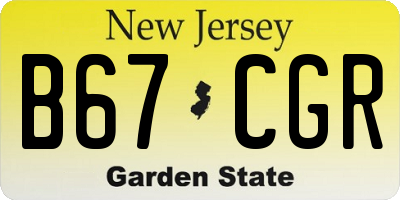 NJ license plate B67CGR