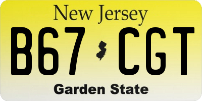 NJ license plate B67CGT