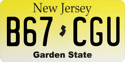NJ license plate B67CGU