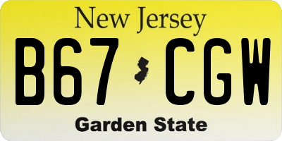 NJ license plate B67CGW