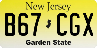 NJ license plate B67CGX