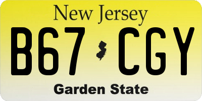 NJ license plate B67CGY