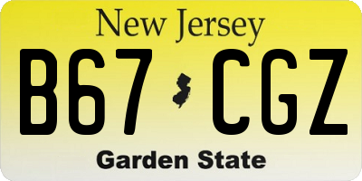 NJ license plate B67CGZ