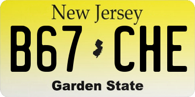 NJ license plate B67CHE
