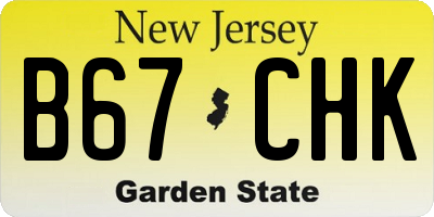 NJ license plate B67CHK