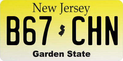 NJ license plate B67CHN