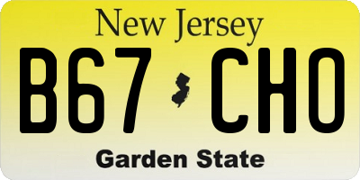 NJ license plate B67CHO