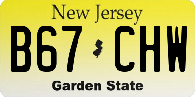 NJ license plate B67CHW