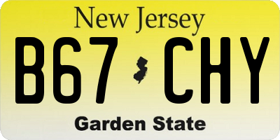 NJ license plate B67CHY