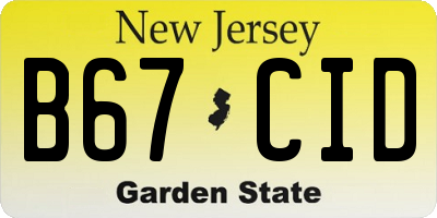NJ license plate B67CID