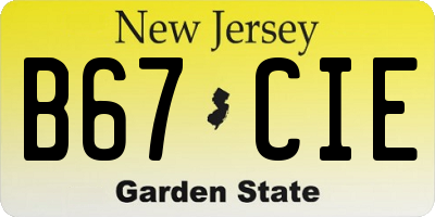 NJ license plate B67CIE