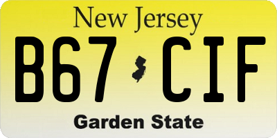 NJ license plate B67CIF