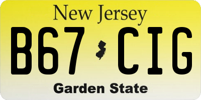 NJ license plate B67CIG